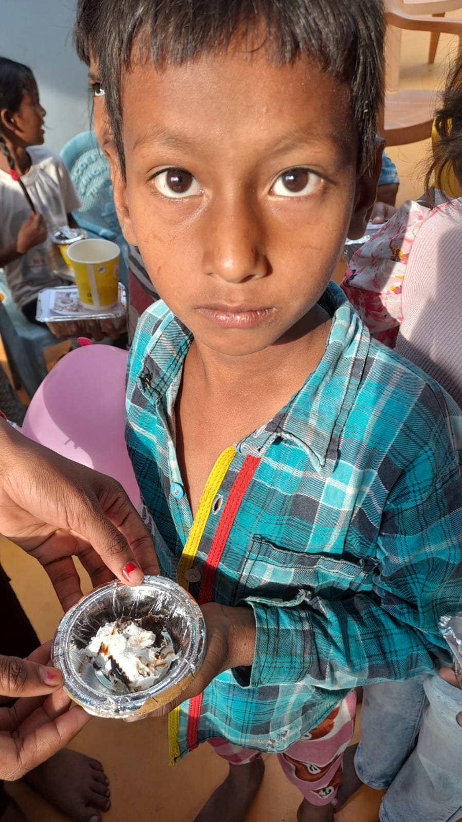 Birthday celebration with underprivileged children