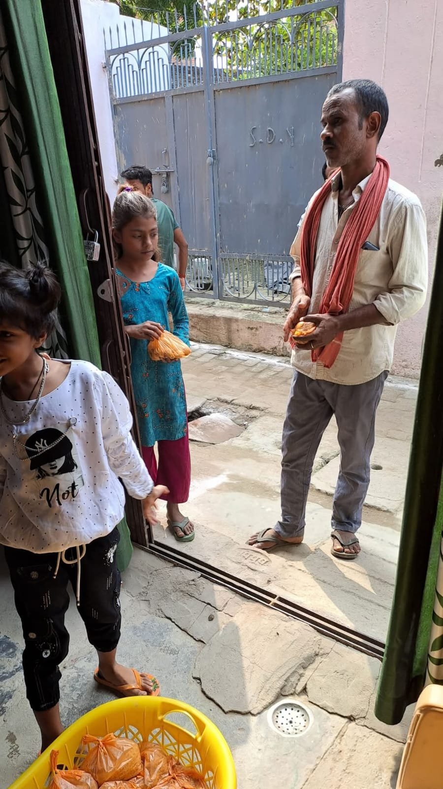Distribution of new clothes, food and gifts on the occasion of all festivals