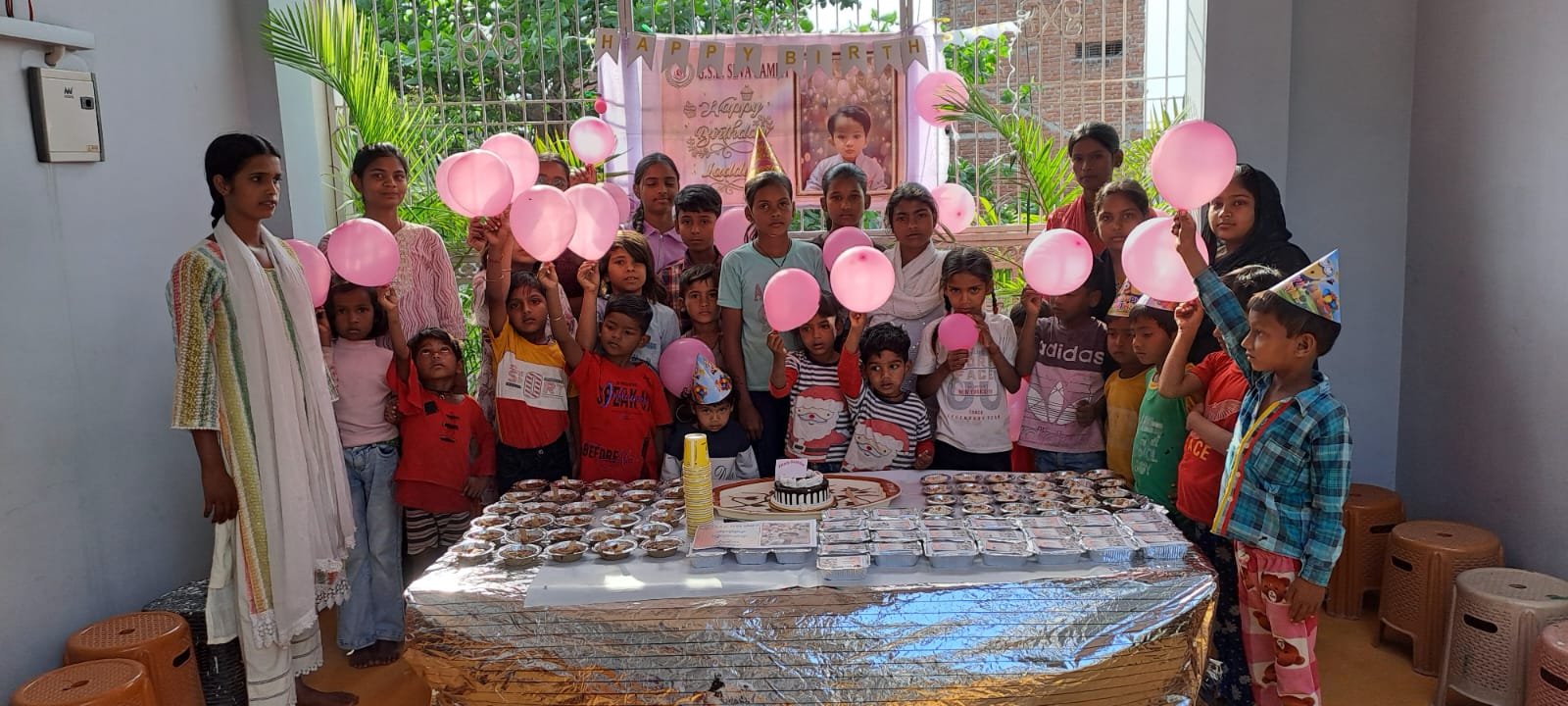 Birthday celebration with underprivileged children