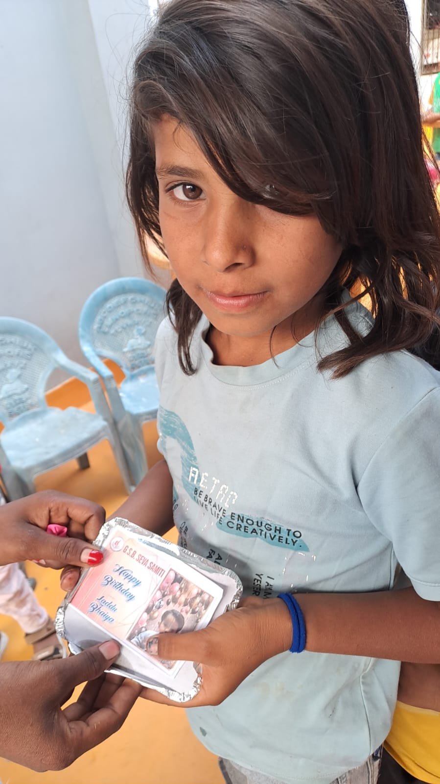 Birthday celebration with underprivileged children
